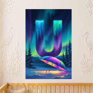 Pôster Cartaz da Letra U Aurora   Arte das Luzes do Norte