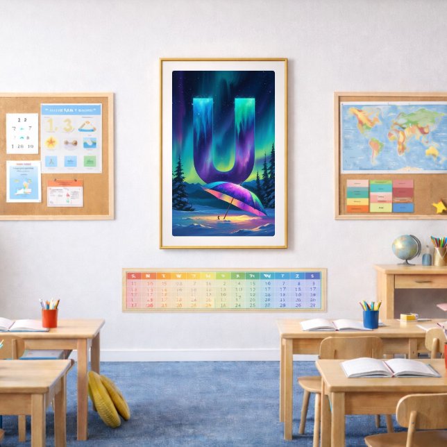 Pôster Cartaz da letra U da Aurora | Arte das Luzes do No (Criador carregado)