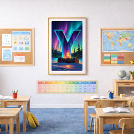 Pôster Cartaz da letra Y da Aurora | Arte das Luzes do No