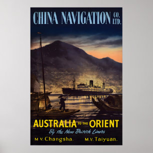 Poster Cartaz da Linha de Navio a Vapor da Austrália para