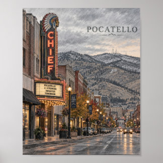 Poster Cartaz da Montanha de Pocatello Idaho #113