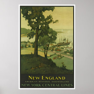 Poster Cartaz da Nova Inglaterra Viagem Arte Central de N