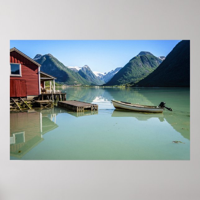 Poster Cartaz da paisagem do Fiorde na Noruega (Frente)