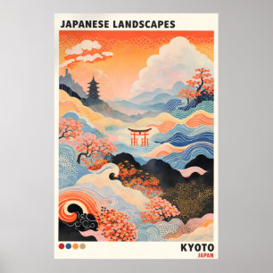 Poster Cartaz da Paisagem Japonesa de Kyoto, Japandi Vint