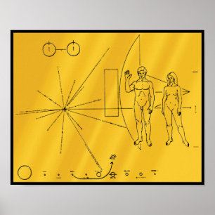 Poster Cartaz da Placa Dourada da Sonda Espacial Pioneer