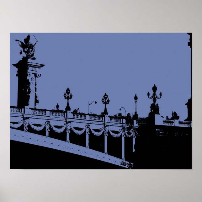 Pôster Cartaz da Ponte Parisiense Azul (Frente)