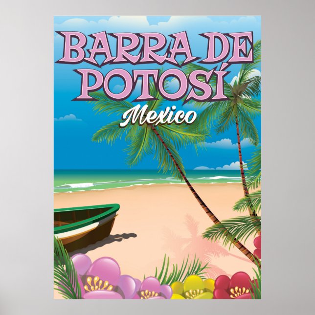Pôster Cartaz da praia de Barra de Potosí México (Frente)
