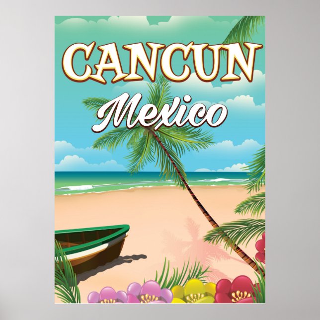 Pôster Cartaz da praia de Cancun México (Frente)
