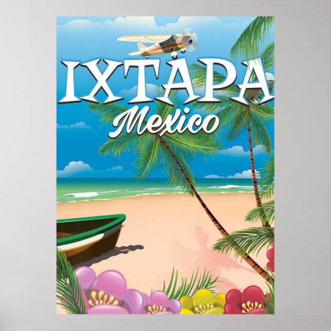Pôster Cartaz da praia de Ixtapa México (Frente)