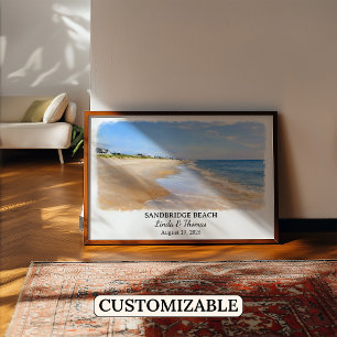Poster Cartaz da Praia de Sandbridge Virgínia, Aquarela, 