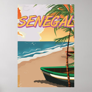 Poster Cartaz da praia do vintage de Senegal