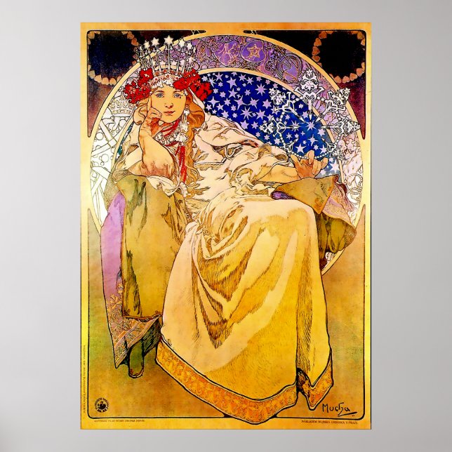 Poster Cartaz da Princesa Jacinto por Alphonse Mucha (Frente)