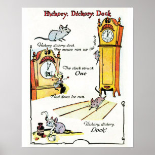 Pôster Cartaz da rima infantil "Hickory Dickory Dock"