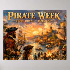 Poster cartaz da semana pirata em port royal