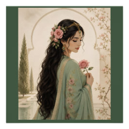 Pôster Cartaz da Senhora Rosa Persa | Retrato Esmeralda E