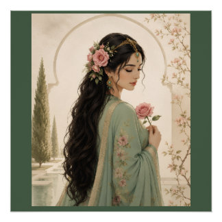 Pôster Cartaz da Senhora Rosa Persa | Retrato Esmeralda E