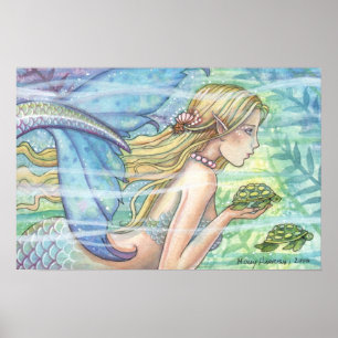 Poster Cartaz da Sereia das Tartarugas Marinhas Mágicas