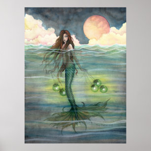 Pôster Cartaz da Sereia "Mar Iluminado" por Molly Harriso