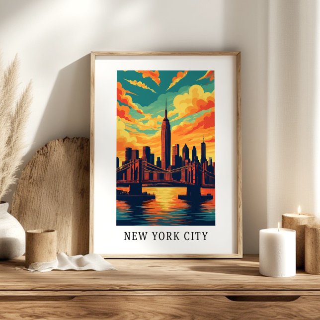Poster Cartaz da Silhueta da Cidade de Nova York (Criador carregado)