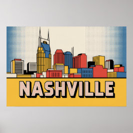 Poster Cartaz da Silhueta de Nashville – Arte Pop Tenness
