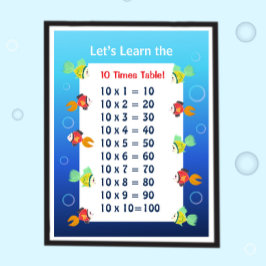 Poster Cartaz da Tabuada do 10 para Crianças | Matemática