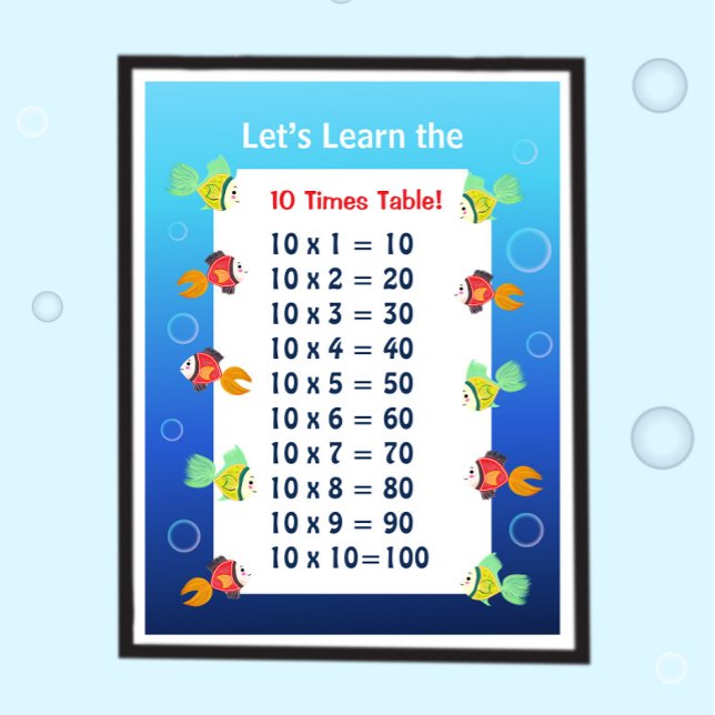 Poster Cartaz da Tabuada do 10 para Crianças | Matemática (Criador carregado)