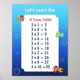 Poster Cartaz da Tabuada do 3 para Crianças | Matemática