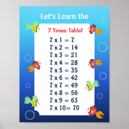 Poster Cartaz da Tabuada do 7 para Crianças | Matemática