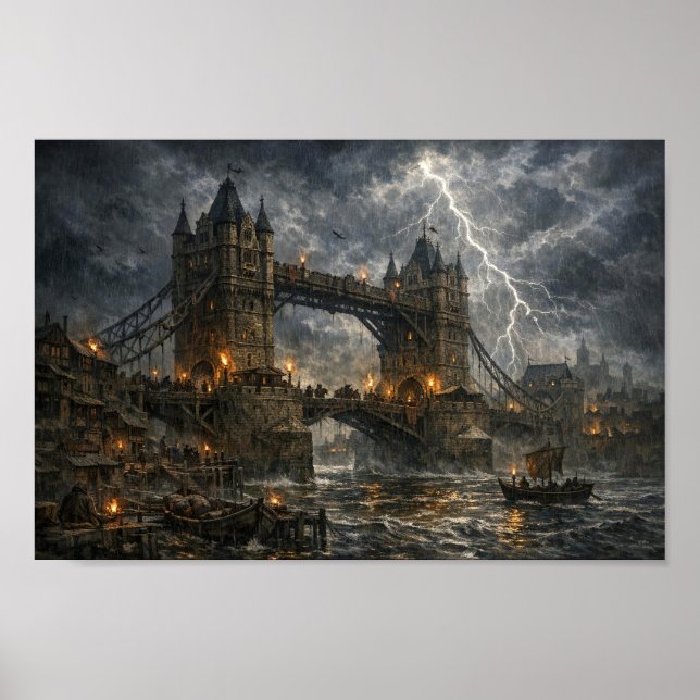 Poster Cartaz da Torre de Londres Medieval Stormbound (Frente)