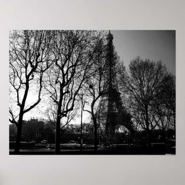 Poster Cartaz da Torre Eiffel Através das Árvores (Frente)