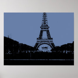 Pôster Cartaz da Torre Eiffel Azul