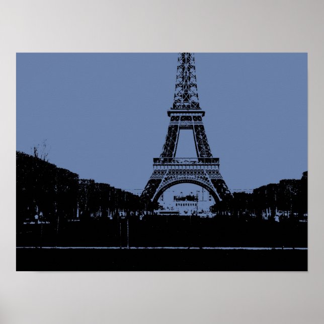 Pôster Cartaz da Torre Eiffel Azul (Frente)