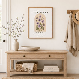 Poster Cartaz da Violeta Flor de Nascimento de Fevereiro