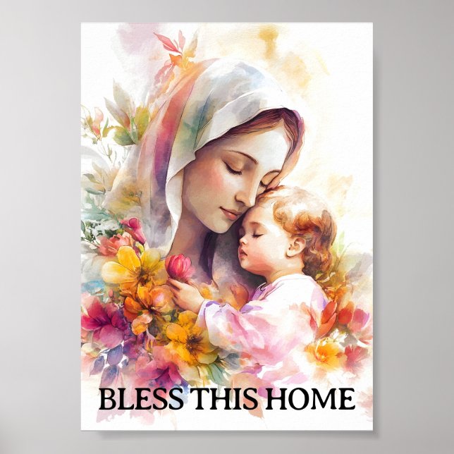 Poster Cartaz da Virgem Maria Bênção Religiosa em Casa (Frente)