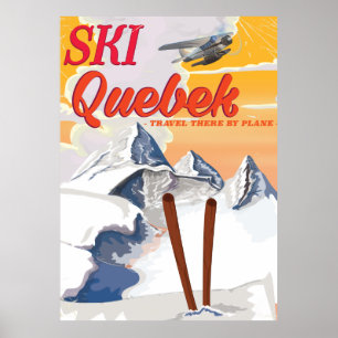 Pôster Cartaz das férias do vintage de Quebeque do esqui