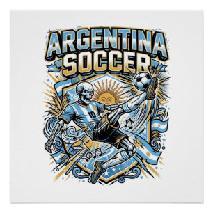 Pôster Cartaz das Nações do Atacante Esqueleto de Futebol