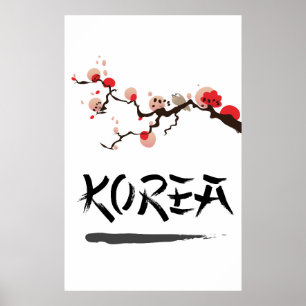 Pôster Cartaz das viagens vintage da tinta de Coreia