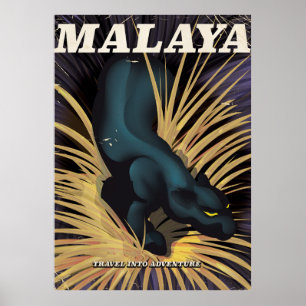 Poster Cartaz das viagens vintage de Malaya