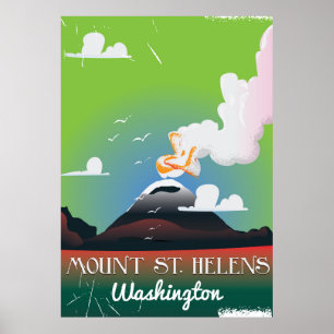 Pôster Cartaz das viagens vintage de Mount Saint Helens