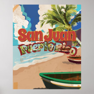 Poster Cartaz das viagens vintage de San Juan, Puerto