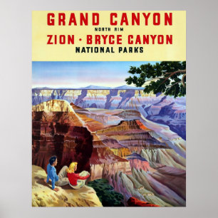 Pôster Cartaz das viagens vintage do ~ do Grand Canyon