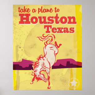 Pôster Cartaz das viagens vintage do rodeio de Houston,