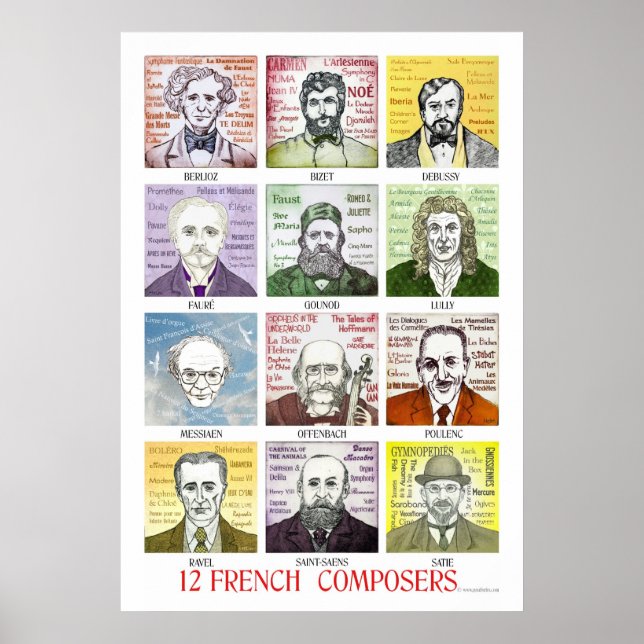 Poster Cartaz de 12 Compositores Franceses (Frente)