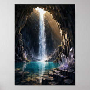 Poster Cartaz de 12x16 da Cachoeira da Caverna de Cristal