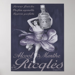 Poster Cartaz de 1924 do Alcool de menthe de Ricqlès