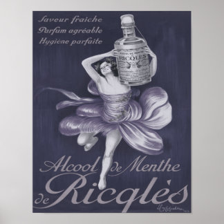 Poster Cartaz de 1924 do Alcool de menthe de Ricqlès