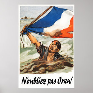 Poster Cartaz de 1944 Lembrando Oran  França  Segunda Gue