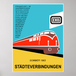 Poster Cartaz de 1963 da Ferrovia Federal Alemã