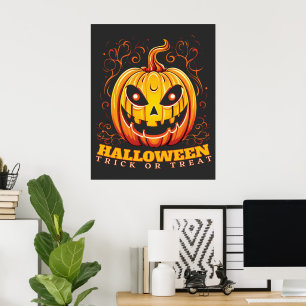 Poster cartaz de abóbora de Halloween Jack-O-Lantern