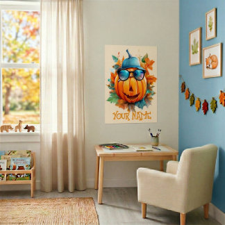 Poster Cartaz de Abóbora Piscando Personalizado de Hallow